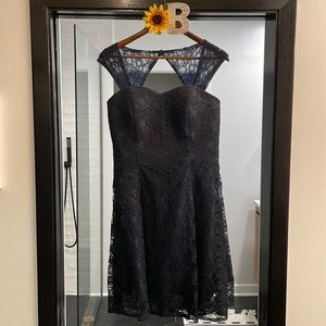 Navy blue lace dress with tie back. Worn once for wedding